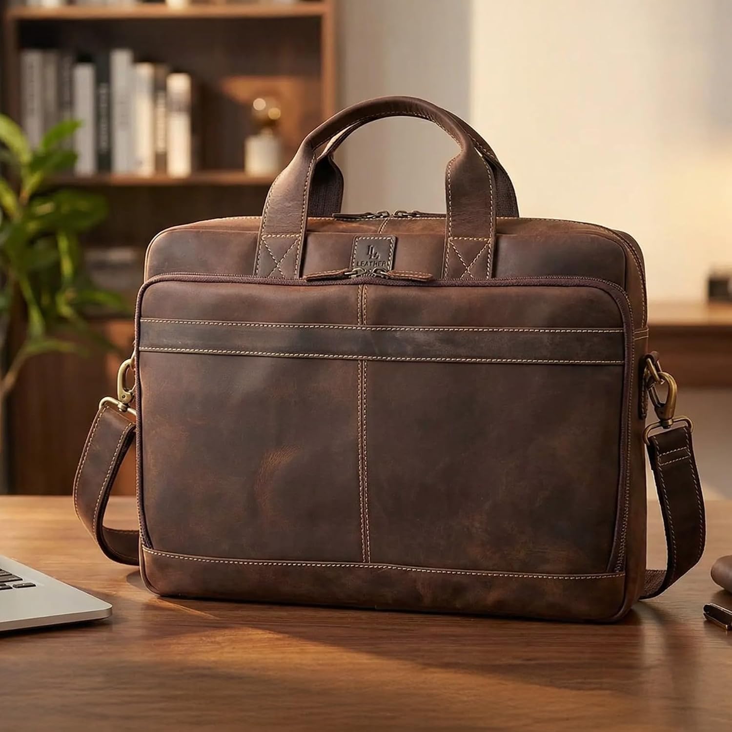 Full Grain Leather Messenger Bag - Image 2
