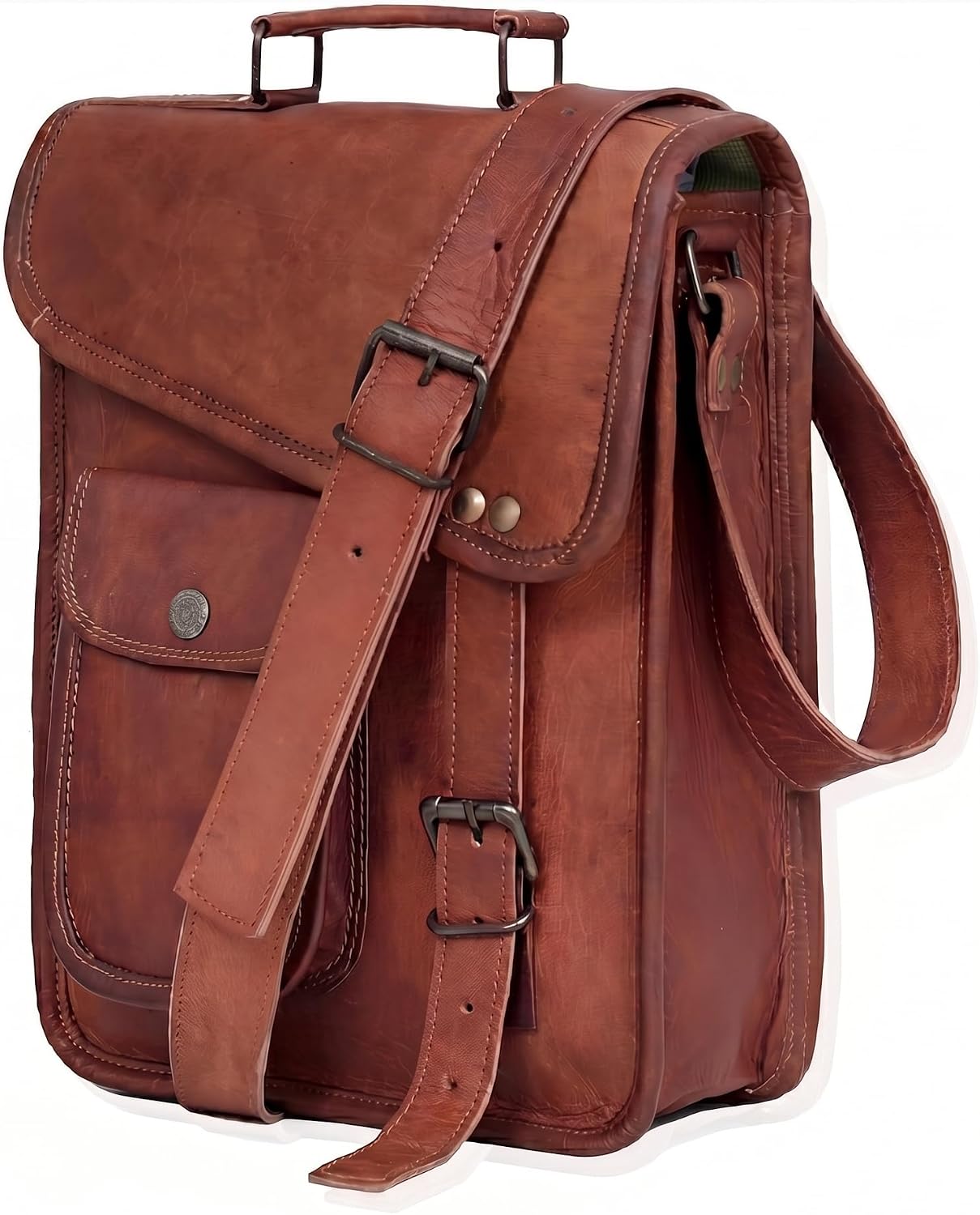 Distressed Leather Satchel Bag
