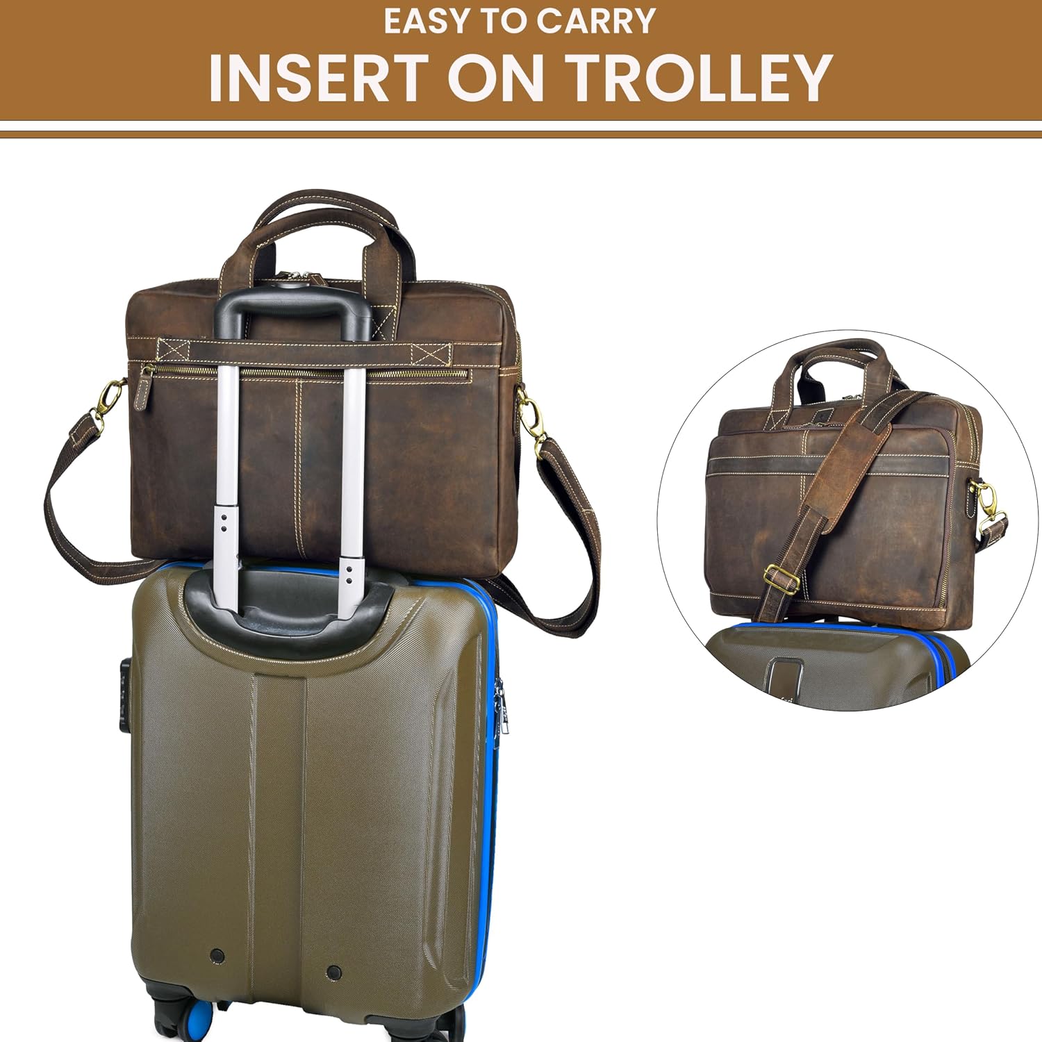 Full Grain Leather Messenger Bag - Image 6