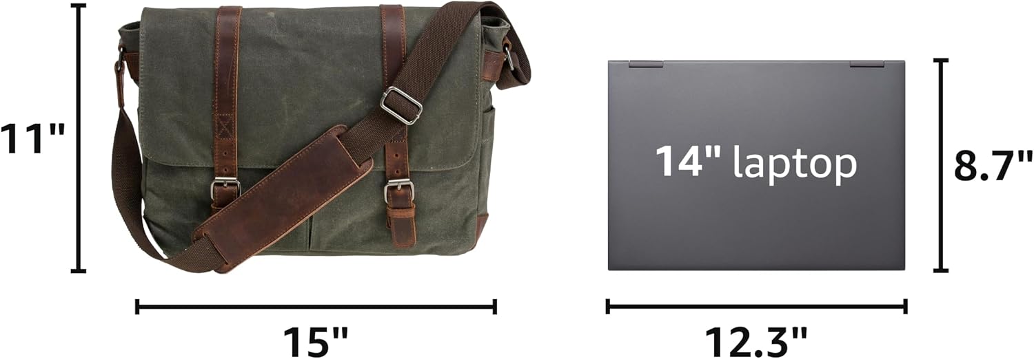 Waxed Canvas Leather Briefcase for 15.6" Laptop - Image 3