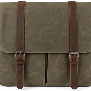 Waxed Canvas Leather Briefcase for 15.6" Laptop
