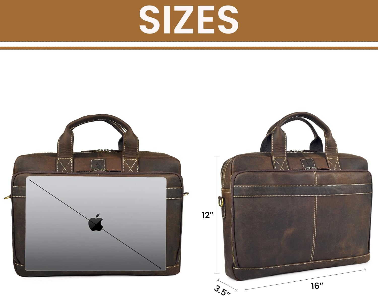 Full Grain Leather Messenger Bag - Image 4